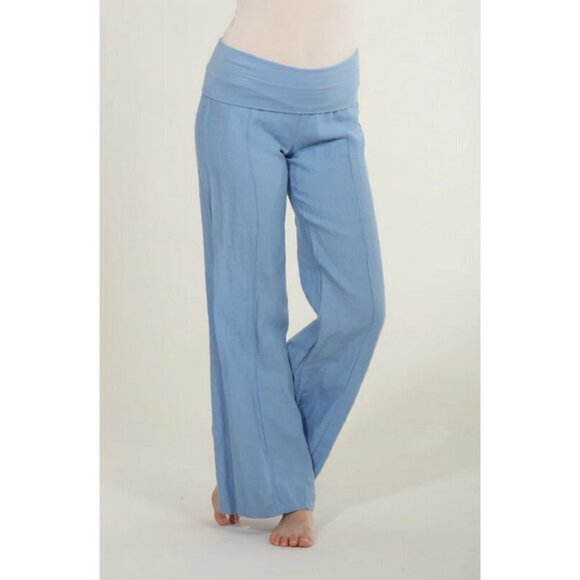 💕FRESH LAUNDRY💕 Linen Foldover Pants ~ 100% Linen Blue XL NWT - Picture 12 of 14